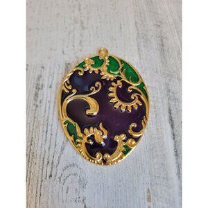 Vintage‎ gold tone egg green ornament xmas decor spring